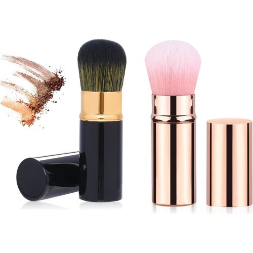 Ershi-Lot De 2 Pinceaux Pour Le Visage Au Sol, Pinceau Kabuki Rétractable, Pinceaux De Voyage, Pinceaux De Maquillage, Convient Au[1129] 