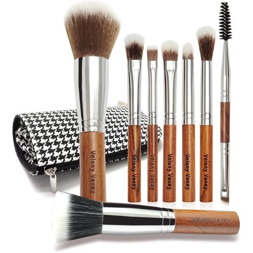 Ershi-Lot De 8 Pinceaux De Maquillage De Voyage Avec Étui, Pinceaux De Maquillage Pour Fond De Teint, Poudre, Sourcils, Correcteur[860] 