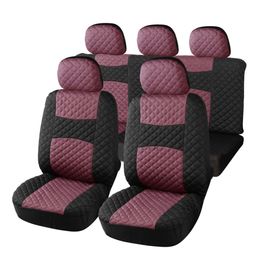 Housses De Siège De Voiture Universelles A20 Motif Matelassé Ensemble De Housses De Siège Avant Et Arrière Rose/Noir