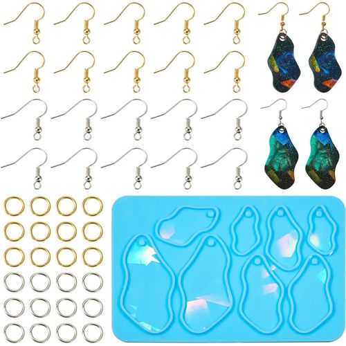 Ershi-Moule En Silicone Pour Boucles D'oreilles En Résine Avec Crochets De Boucles D'oreilles, Anneaux Ouverts Pour Moulage Époxy,[695]
