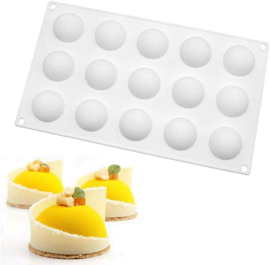 Ershi-Moule À Gâteau En Silicone, Moules 3d Pour Glace Chocolat Pâtisserie Dessert, 15 Trous Forme De Demi-Cercle[2422]