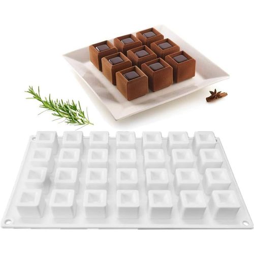 Ershi-Moule À Gâteau En Silicone, Moules 3d Pour Glace Chocolat Pâtisserie Dessert, 28 Trous Forme De Rainure Carrée[2420]