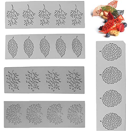Ershi-5 Pièces Moules En Silicone Alimentaire Pour Pâtisserie - Moule À Gâteau En Silicone Avec Motifs Dentelle - Pour Chocolat, F[4066]