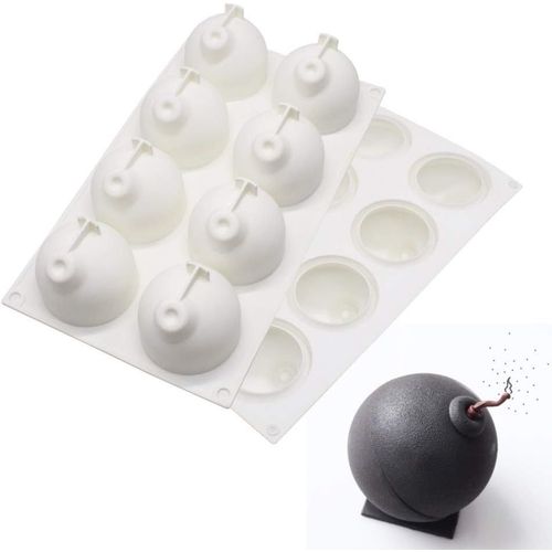 Ershi-Moule À Gateau En Silicone, Moules 3d Pour Glace Chocolat Pâtisserie Dessert, 8 Trous Forme De Boules[3643]