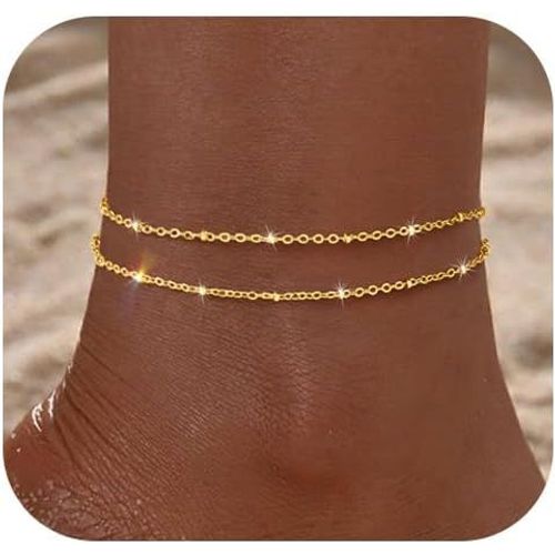 Kal-Bracelet De Cheville Pour Femme - En Argent 925 - Or 925 - Avec Pendentif En Forme De C?ur - Réglable - Empilable - Pour Fille - Fait À La Main - Pour L'été - Bijou De Plage - Cadeau