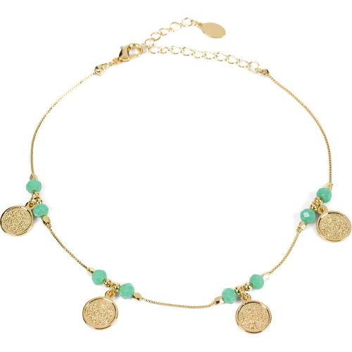 Kal-Bracelet De Cheville Pour Femme Avec Pendentifs En Forme De Pièce De Monnaie Et Perles, Chaîne À Maillons, Fermoir Mousqueton