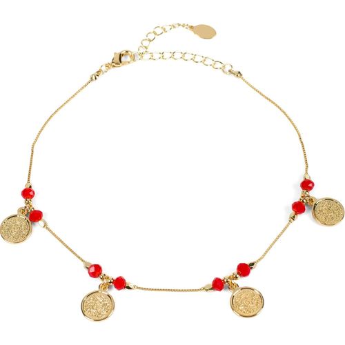 Kal-Bracelet De Cheville Pour Femme Avec Pendentifs En Forme De Pièce De Monnaie Et Perles, Chaîne À Maillons, Fermoir Mousqueton