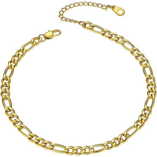 Kal-Goldchic Chaine De Cheville Femme Acier Bracelet Pied Collier Gourmette Maille Fille Amitié Inoxydable[Figaro/Cubaine/Spiga/Tressé][Argenté/Doré]Mariage Valentin Noël