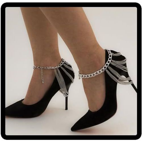 Kal-Stratifié Franges Hip Hop Chaîne De Pied Cheville Exagération Chaîne De Pied En Métal Chaîne De Chaussures Femme Summer Foot Accessoires