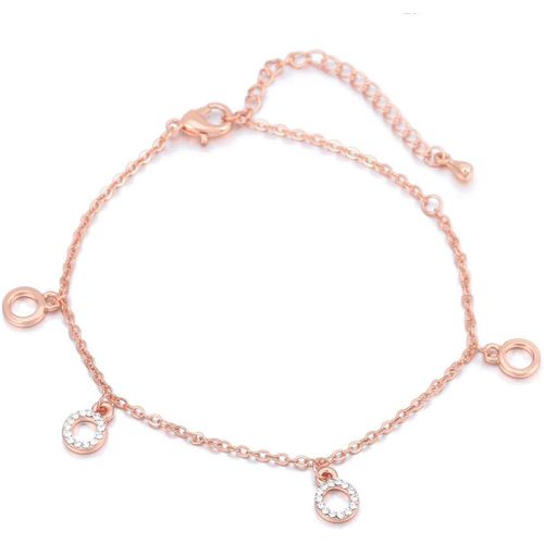 Kal-Bracelet De Cheville Pour Femme Avec Charm, Doré En Argent Avec Cristal