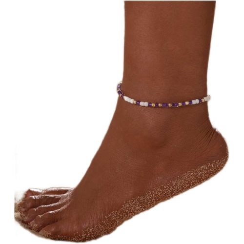 Kal-Bracelet De Cheville Boho En Perles Violet Bracelet De Cheville Tressé Bracelet De Cheville Tressé En Perles De Rocaille Bijoux De Pied En Chaîne Pour Les Femmes Et Les Filles