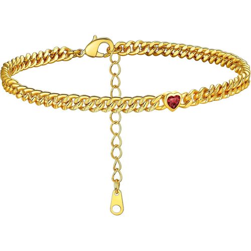 Kal-Chaine De Cheville Zircone Bracelet De Pied Femme 4 Mm Or Plaque Gourmette Cubaine Maille 22 Cm Chaine Pas Cher Fille Enfant Petit Cadeau Noël