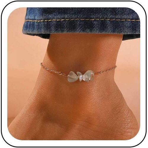 Kal-Bracelet De Cheville En Cristal Bohème Avec Breloques En Pierre De Guérison Irrégulière Fait À La Main Avec Pierres Précieuses Naturelles Chaîne De Pied D'été Bijoux Hippie Pour Femmes