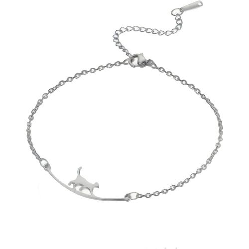Kal-Bracelet De Cheville En Acier Inoxydable, Argenté Ou Doré, Chaine Fine Avec Pendentif Chat, Chevillère Bijou Fantaisie Femme Estival Vacances Eté Saison Style