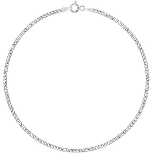Kal-- Chaîne De Cheville Argent 925/1000 Rhodié Maille Gourmette Plate 2 Mm