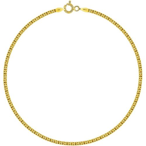 Kal-- Chaine De Cheville Maille Bismarck Diamantée Argent 925/1000 Plaqué Or Jaune 18 Carats Largeur 1.8 Mm