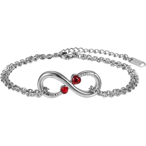 Kal-Bracelet Acier Inoxydable Zircon Amitié Amour Infini Gourmette Anniversaire Valentin Chaîne De Main & Cheville Bijoux Cadeau Pour Femme Homme