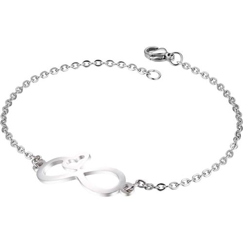 Kal-Bracelet Acier Inoxydable Amitié Amour Infini \U201ci Love You\U201d Coeur Electrocardiogramme Gourmette Bijoux Cadeau Pour Femme Fille