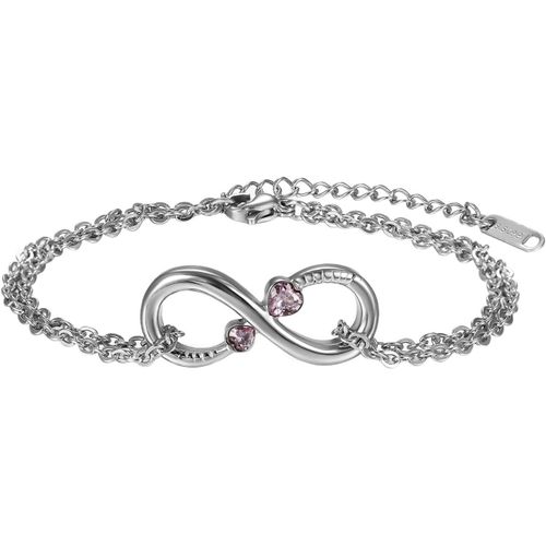 Kal-Bracelet Acier Inoxydable Zircon Amitié Amour Infini Gourmette Anniversaire Valentin Chaîne De Main & Cheville Bijoux Cadeau Pour Femme Homme