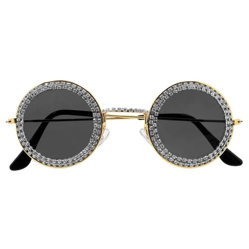Paire De Lunettes Rondes Noires Strass Adulte