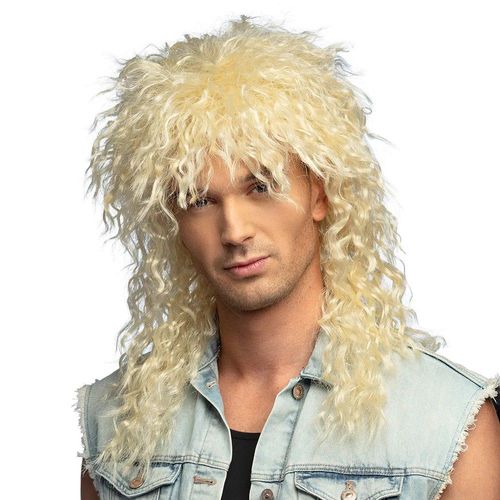 Perruque Rock Sauvage Mèches Boucles Blond Adulte