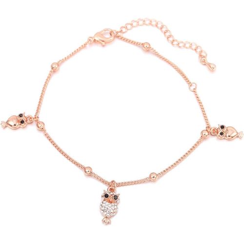 Kal-Bracelet De Cheville Pour Femme Avec Charm, Doré En Argent Avec Cristal