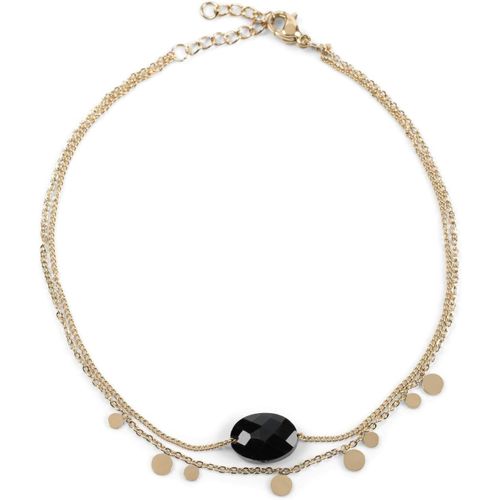 Kal-Bracelet De Cheville Pour Dames Avec Pendentifs En Plaquettes Et Pierre, Chaîne À Maillons, Fermoir En Forme De Homard, Chaîne, Bijoux 05080012