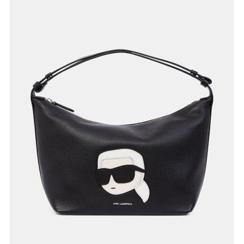 Karl Lagerfeld - Grand sac besace Ikonik 2.0 LEA cuir mélangé  - Noir