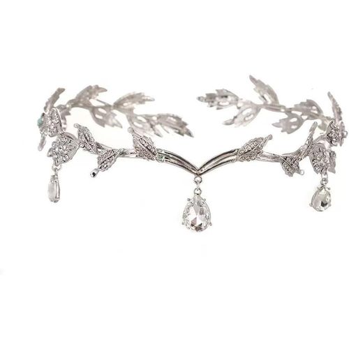 Kal-Mariage Argent Tiare Et Couronnes Pendentif Cristal Tiare Bandeau Pour Mariée Demoiselle D'honneur Couronne D'anniversaire Cosplay Accessoires Pour Femmes Et Filles
