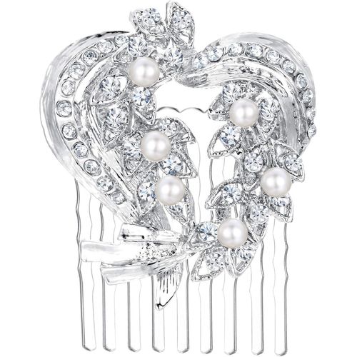 Kal-® Femme Peigne Mariage Bijoux Cheveux Accessoir Marié Perle Artificielle Cristal Autrichien Strass Parure Cordiforme Vintage