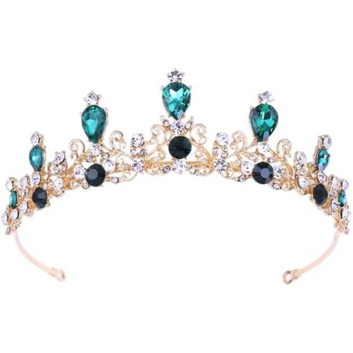Kal-Bandeau De Cheveux De Princesse En Strass Pour Mariage, Couronne De Bal De Fin D'année, Pour La Fête, Halloween, Costume, Cadeau De Noël (Vert)