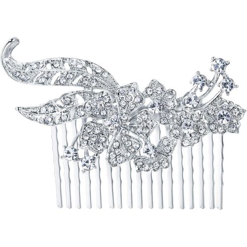 Kal-® Femme Peigne Mariage Bijoux Cheveux Accessoir Marié Soirée Cristal Autrichien Strass Parure Vintage Fleurs Au Vent
