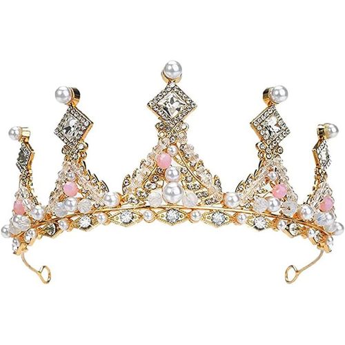 Kal-Diadème Couronne Princesse Tiare Femme Strass Couronne Enfant Cheveux Accessoires Pour Mariage Anniversaire Fête De Princesse Décoration 