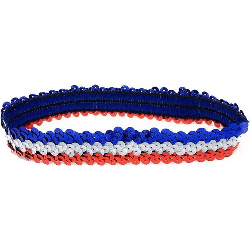 Kal-Bandeau De Déguisement En Polyester À Paillettes Pour Femmes Rouge Blanc Et Bleu 38 X 3 Cm