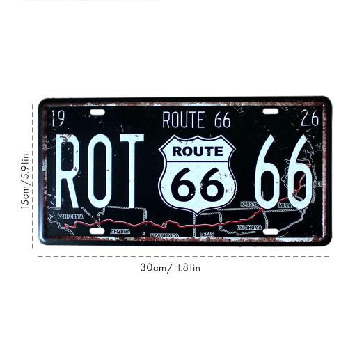 Plaque d'immatriculation Route 66 USA R66, panneau métallique américain Vintage, Plaque d'immatriculation automobile, décoration murale de Garage et de maison