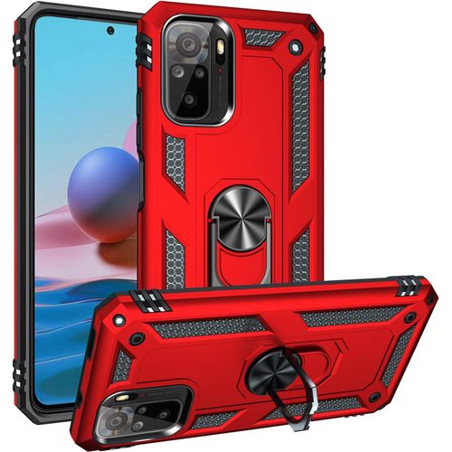 Coque Pour Redmi Note 10, Etui Antichoc Cover Anti Housse Avec Bague Rotatif Support Pour Xiaomi Redmi Note 10/Redmi Note 10s Rouge