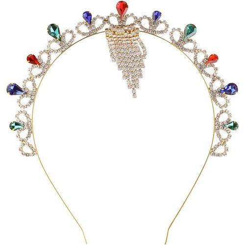 Kal-Serre-Tête De Mariée Avec Perles - Couronne En Cristal Doré - Bijou De Cheveux Pour Femme - Couronne En Cristal - Accessoire De Cheveux Pour Fête, Mariage - Bijou De Cheveux Pour Femme