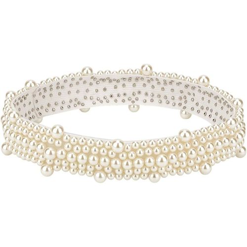 Kal-Chapeau Fedora Vintage À Bande De Perles Pour Femme Chapeau Fedora À Large Bord Avec Bande De Perles Chapeau Panama Tendance À Large Bord Bandeau De Remplacement Pour Bandeau 19cm