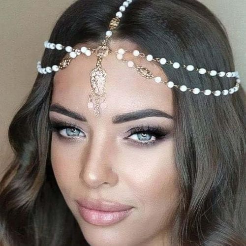 Kal-Chaîne De Tête Bohème Avec Pendentif En Cristal Doré Pour Femme Et Fille