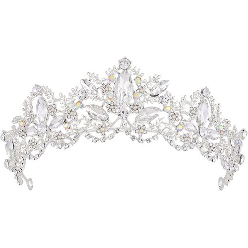 Kal-Couronne Baroque Vintage Tiare Rétro Cristal Strass Bijoux De Cheveux Décoration Pour Princesse Femme Reine Dames Filles Mariée Demoiselle D'honneur Anniversaire Bal Mariage Concours De Beauté