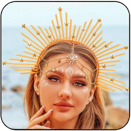 Kal-Serre-Tête Mary Halo Avec Pendentif Étoile Et Couronne De Déesse - Accessoire De Coiffure Pour Femme - Pour Cosplay, Halloween