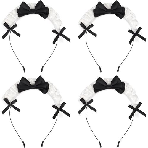 Kal-4pcs Bandeau Lolita En Dentelle Femmes Et Filles Bandeau Cheveux Bandeaus Femme Chambre Dessin Animé Cosplay Mode Serre Tête En Dentelle Pour Coiffure Mariée Anniversaire Bal Fin D'année 