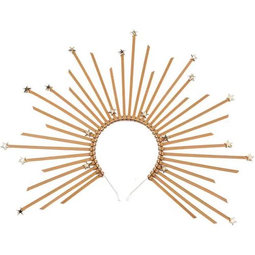 Kal-Mary Crown Headband Goddess Spiked Zip Tie Pentagramme Hairband Halloween Headdress Pour Femme