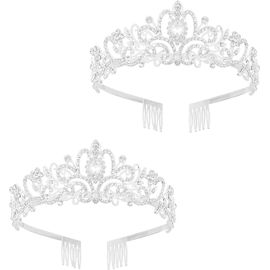 Kal-Diadème D'anniversaire Pour Fille Avec Strass En Cristal Pour Princesse Reine Couronnement Décorations De Fête D'anniversaire Peigne Couronne Fille Et Femme Carnaval Fête Vacances Célébration Pou