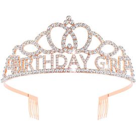 Kal-Diadème D'anniversaire Pour Fille Avec Strass En Cristal Pour Princesse Reine Couronnement Décorations De Fête D'anniversaire Peigne Couronne Fille Et Femme Carnaval Fête Vacances Célébration Pou