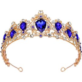 Kal-Diadème D'anniversaire Pour Fille Avec Strass En Cristal Pour Princesse Reine Couronnement Décorations De Fête D'anniversaire Peigne Couronne Fille Et Femme Carnaval Fête Vacances Célébration Pou
