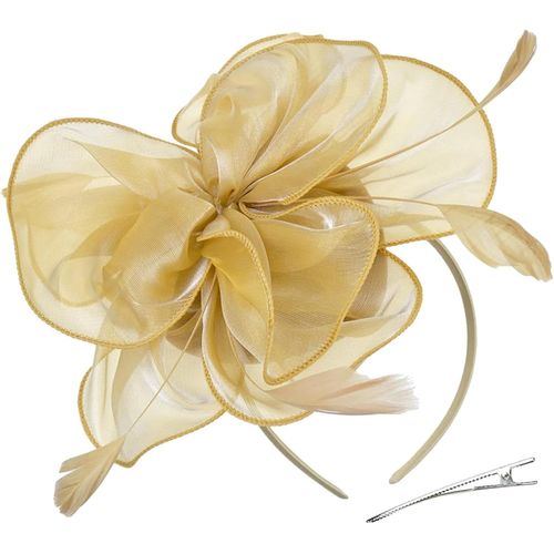 Kal-Teaparty Chapeau Bibi En Organza Pour Fête, Mariage, Femme Noir