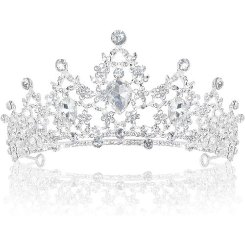 Kal-Delleu Mariage Tiare Cristal Strass Diadème Couronne Peigne Concours Princesse Couronne Argent Couronne