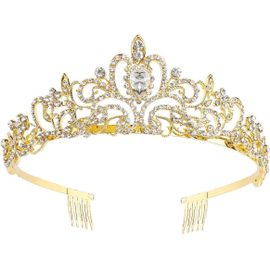 Kal-Diadème En Cristal Avec Peigne En Strass Pour Mariage, Bal De Fin D'année, Concours De Beauté, Fête De Princesse, Diadème Pour Enfant, Couronne De Princesse, Couronne D'anniversaire Pour Femme