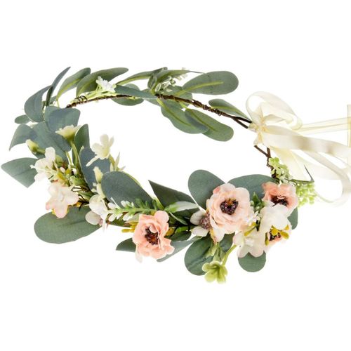 Kal-Couronne De Fleurs Pour Bébé Avec Fleurs D'eucalyptus, Feuilles Vertes, Bandeau De Mariage (Rose)